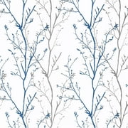 Caltero Peel and Stick Wallpaper Grey Blue Tree Branch Self Adhesive Wallpaper,17.7" x 118"
