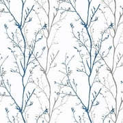 Caltero Peel and Stick Wallpaper Grey Blue Tree Branch Self Adhesive Wallpaper,17.7" x 590"