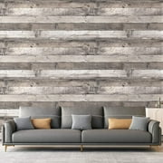 Caltero Wood Peel and Stick Wallpaper Gray Self-Adhesive Removable Contact Paper, 17.7in x590in