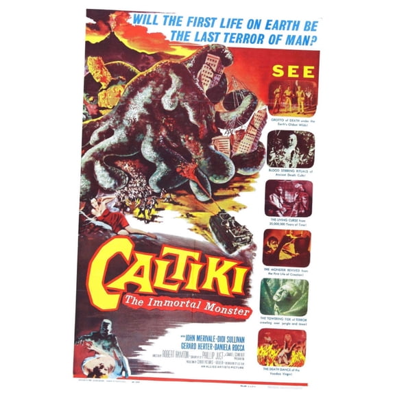 Caltiki Movie poster Metal Sign 8inx 12in Metal Art Print 8x12 Square Adults Best Posters