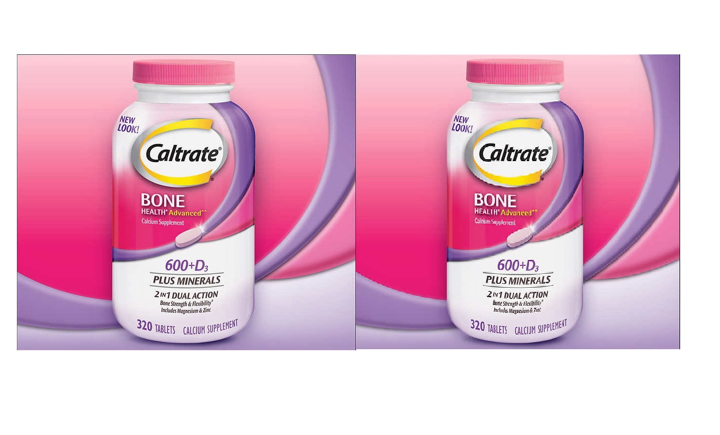 Caltrate 600+D3 Plus Calcium & Vitamin D3 Supplement 320 Tablets 2 Packs