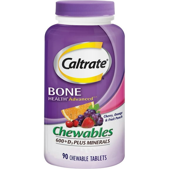 Caltrate 600+D3 Plus Minerals Cherry Orange & Fruit Punch -- 90 Chewable Tablets