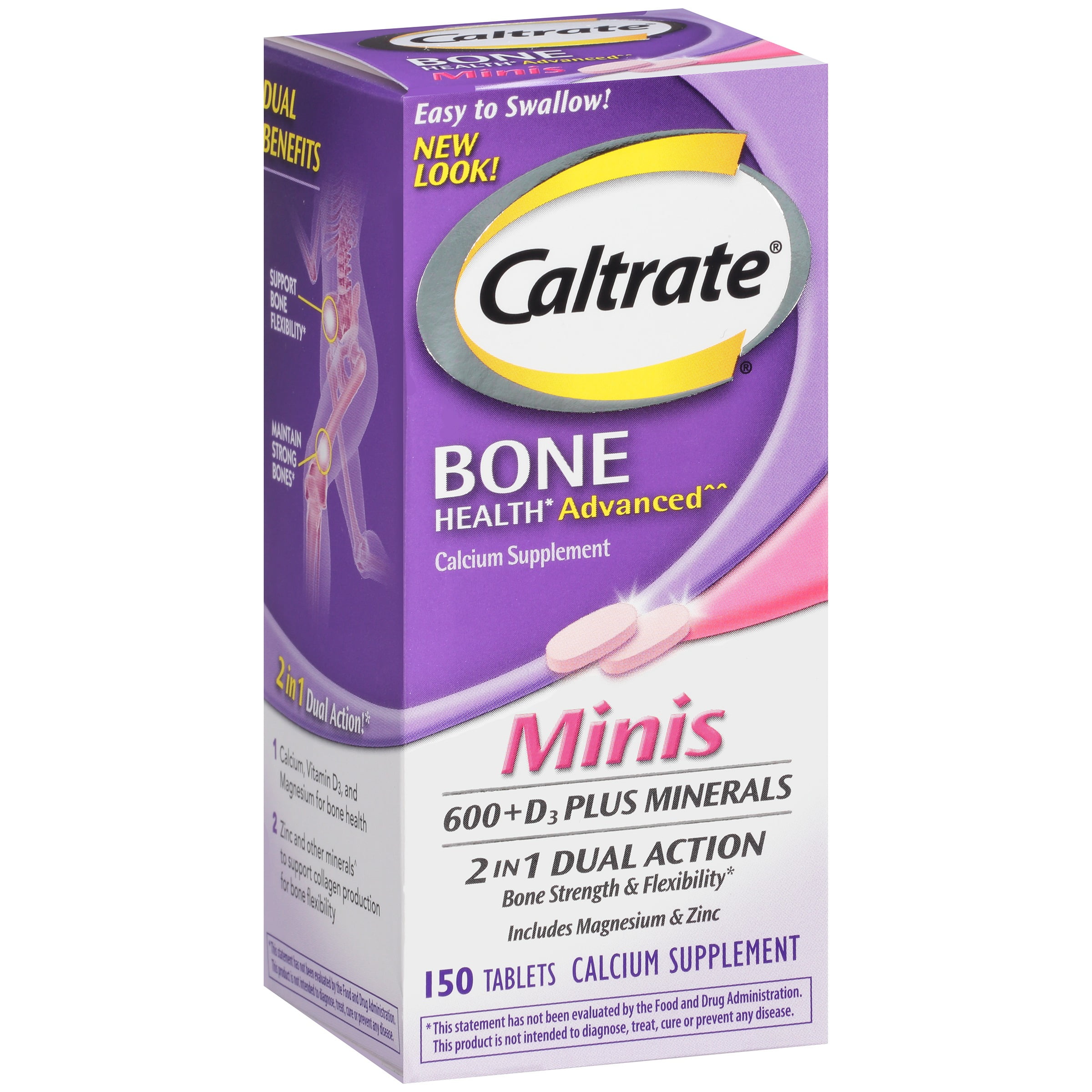 Caltrate 600+D3 plus Minerals Calcium Mini Tablets, 150 Ct