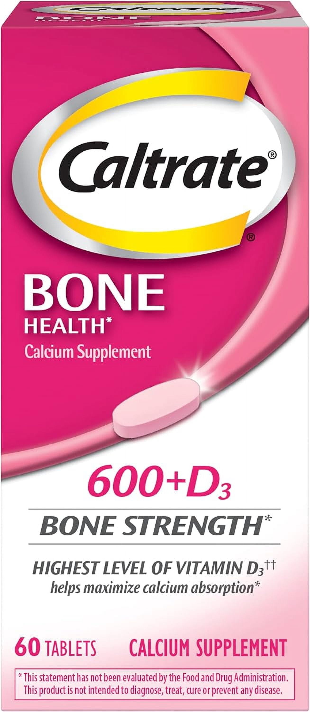 Caltrate 600 Plus D3 Calcium and Vitamin D Supplement Tablets, Bone