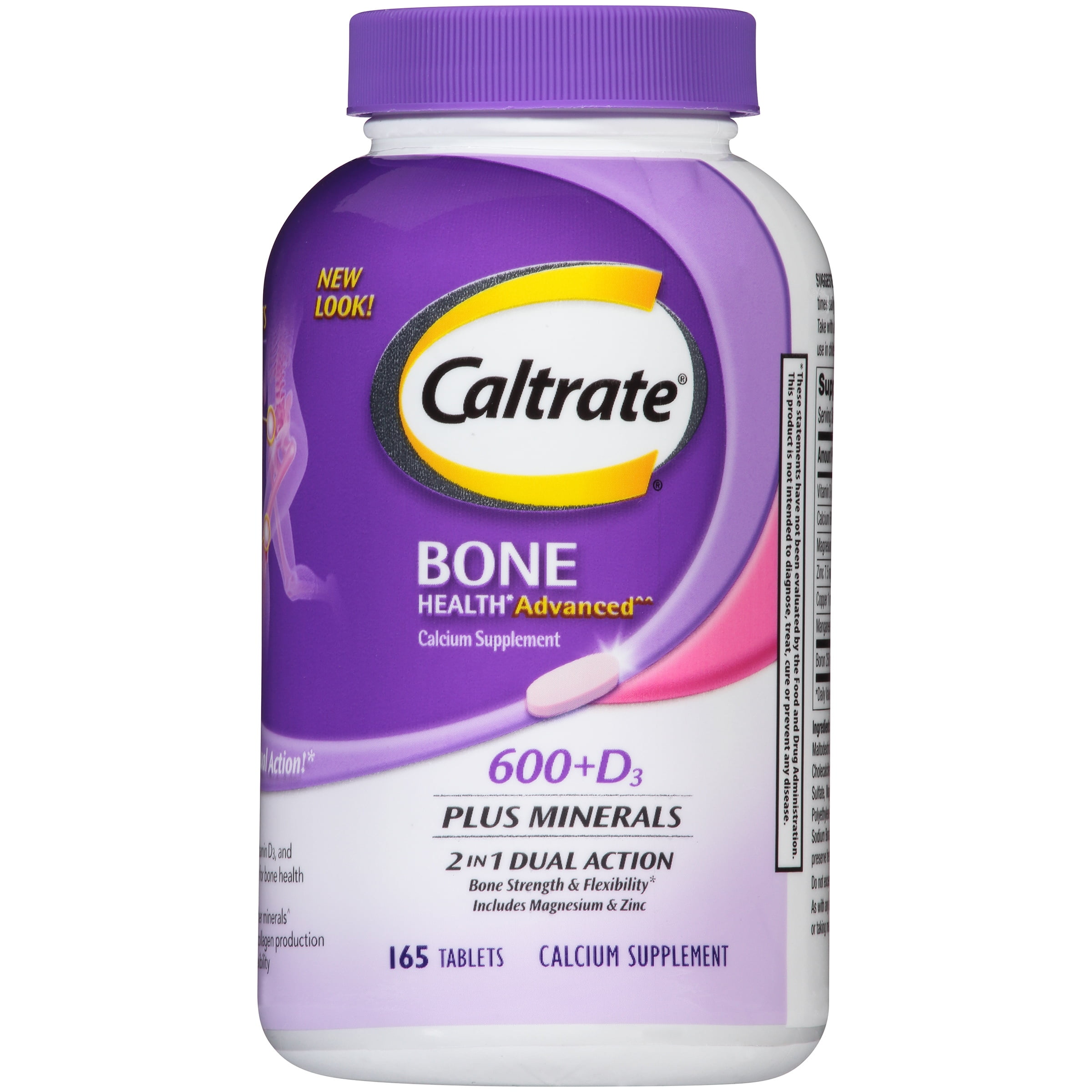 Caltrate Bone Health Advanced 600+D3 plus Minerals Calcium Tablets, 165 Ct