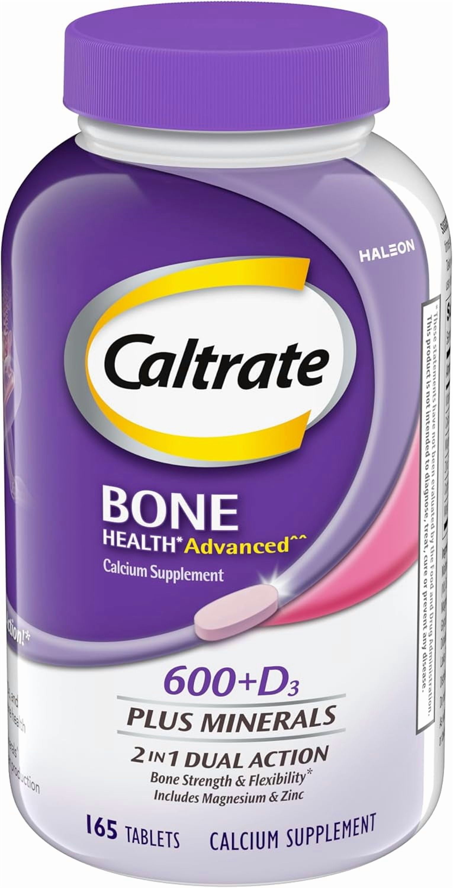 Caltrate Bone Health Advanced 600+D3 plus Minerals Calcium Tablets, 165 Ct