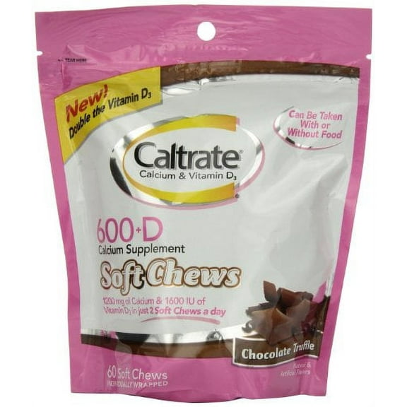 Caltrate Calcium - Vitamin D Soft Chews Chocolate Truffle 60 Each