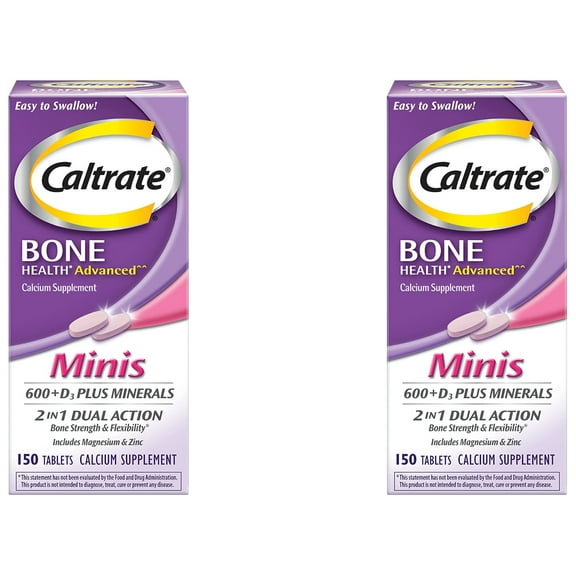 Caltrate Calcium & Vitamin D3 Supplement Plus Minerals Mini Tablets, 150 ea (Pack of 2)