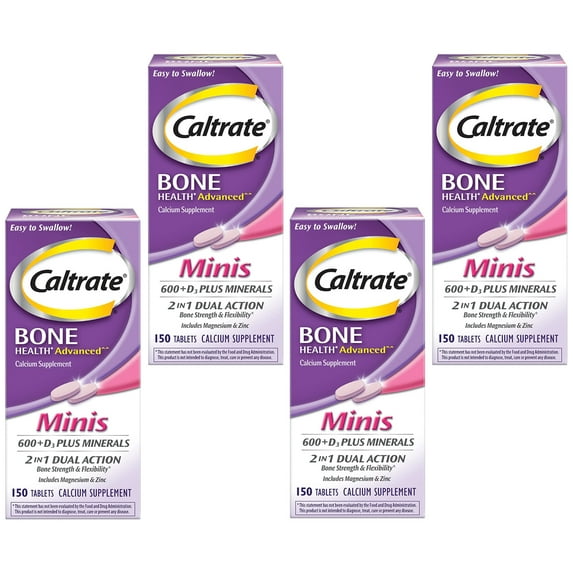 Caltrate Calcium & Vitamin D3 Supplement Plus Minerals Mini Tablets, 150 ea (Pack of 4)