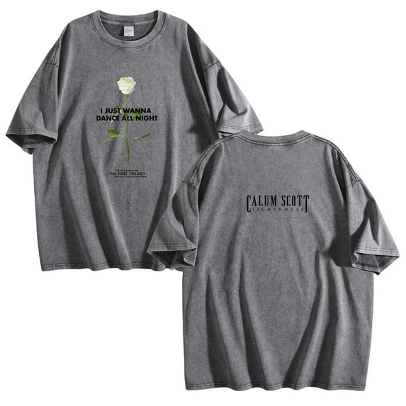 Calum Scott Rose Washed Cotton Tshirt Harajuku Short Sleeve Vintage 90s Tee Shirt
