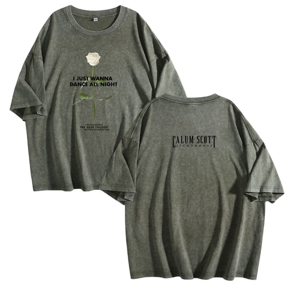 Calum Scott Rose Washed Cotton Tshirt Harajuku Short Sleeve Vintage 90s Tee Shirt