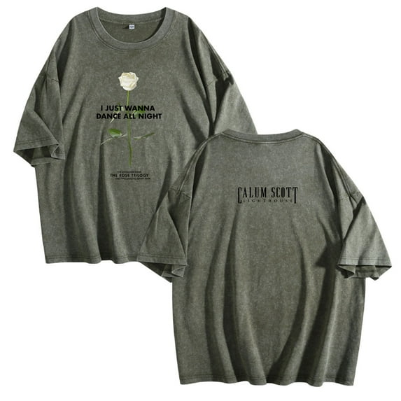 Calum Scott Rose Washed Cotton Tshirt Harajuku Short Sleeve Vintage 90s Tee Shirt
