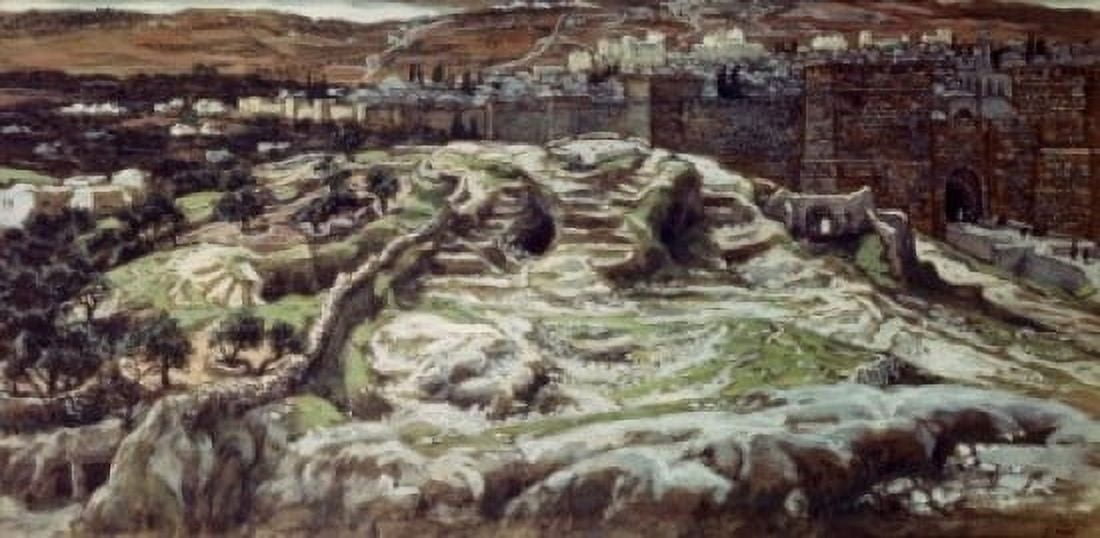 Calvary from The Walls of Herods Palace James Tissot (1836-1902 French) Canvas Art - James Tissot (24 x 36)