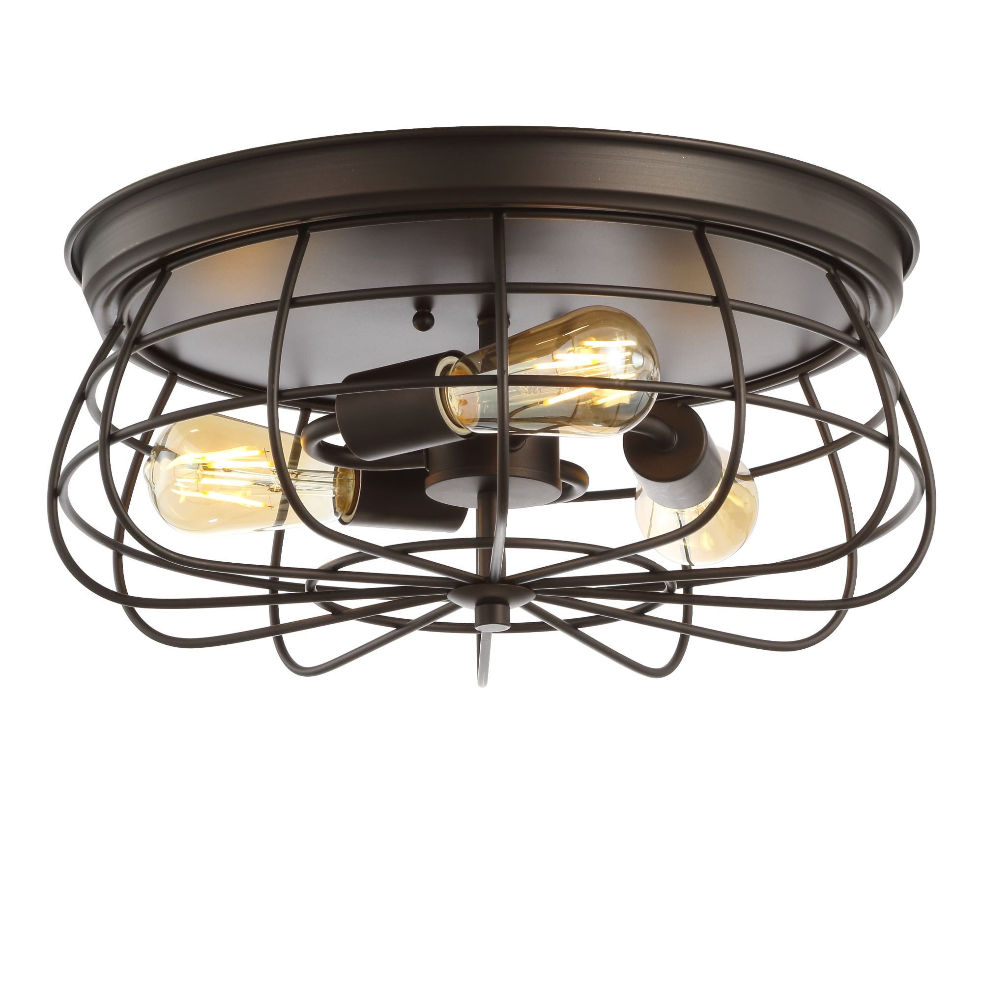 Farmhouse Bronze Cage 15.75" LED Flush Mount Ceiling Light