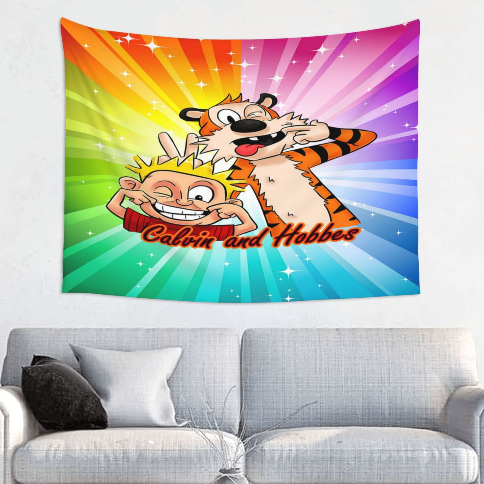 Calvin And Hobbe Wall Tapestry Poster For Bedroom Aesthetics Funny Room ...