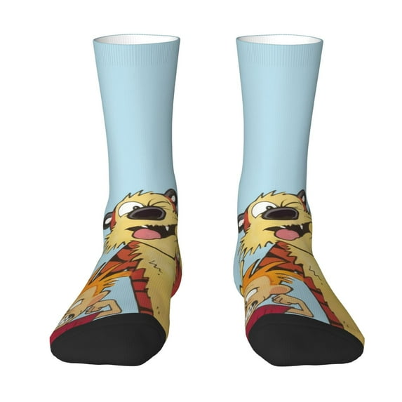 Calvin And Hobbes Adult Socks Casual Tube Socks Durable Comfort Calf Socks Soft Elastic Crew Socks White