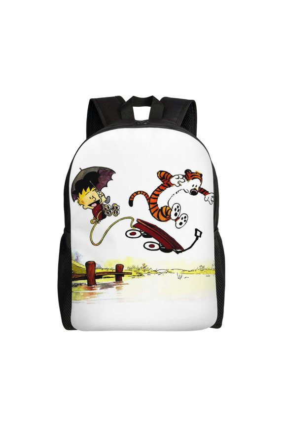 Calvin And Hobbes Backpack Casual Knapsack Simple All-Purpose Bookbag Travel Rucksack For Men And Women