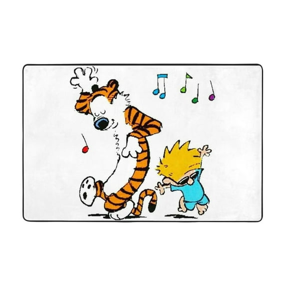 Calvin And Hobbes Carpet 36"X24" Flannel Floor Mat Washable Non-Slip Mat For Living Room, Bedroom & Office
