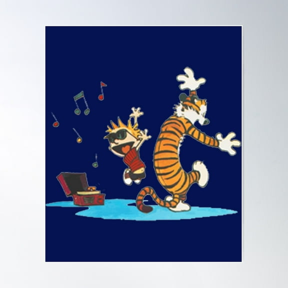 Calvin And Hobbes Dancing Poster Wall Art, Modern Wall Decor For Living Room Bedroom, 24x36 UNFRAMED