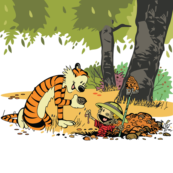 Calvin And Hobbes Vinyl Wall Art Decal | 20" x 20" Removable Home Adhesive Decor Tiger And An Adventurous Six Year Old Boy Design Kids Bedroom Sticker Decoration - Multicolor