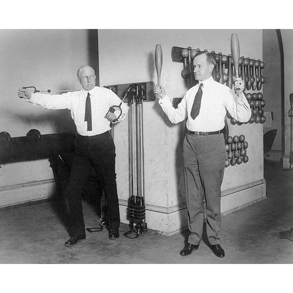 Calvin Coolidge Exercising in White House Gym - 20x30 Inch Laminated Poster - Stunning Detail and Bold Colors
