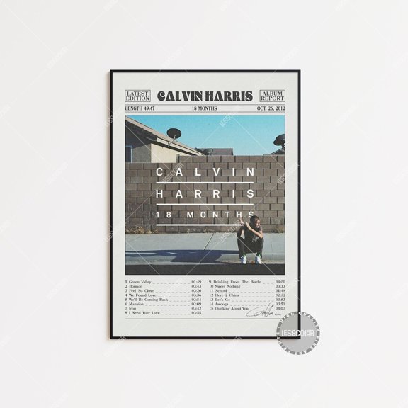 Calvin Harris Retro Newspaper Print, 18 Months, Calvin Harris, Album Cover S, Lc4 #1808, Unframed Poster Size 12x18