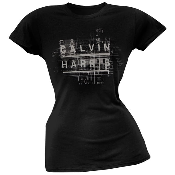 Calvin Harris Women's Juniors Name Logo Soft Short Sleeve T Shirt