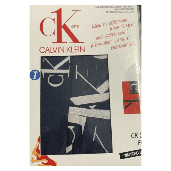 Calvin Klein Men's CK ONE Microfiber Low Rise Trunks Navy with white logos, S