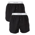 thumbnail image 1 of Calvin Klein 2 Pack Logo Slim Fit Woven Boxers, Black, 1 of 5