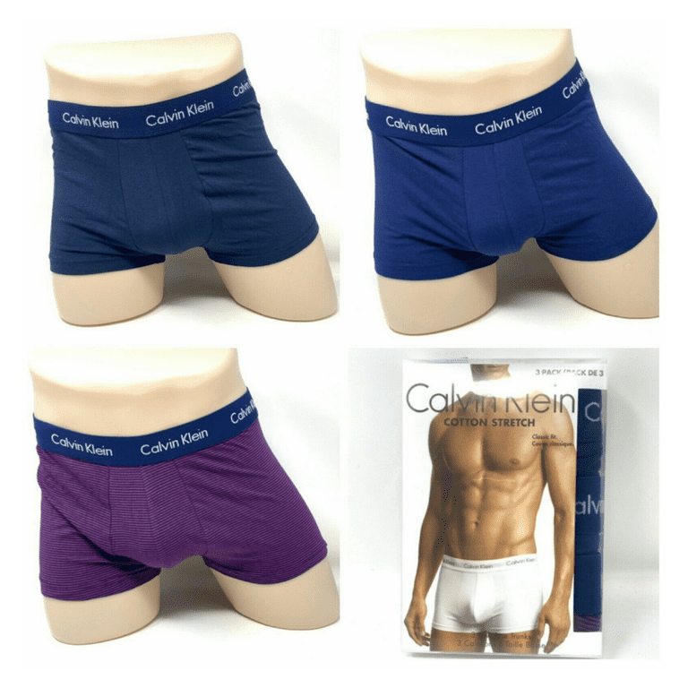 Calvin Klein 3 Pack Cotton Stretch Low Rise Trunk Navy Dark Blue