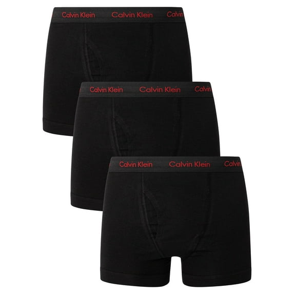 Calvin Klein 3 Pack Cotton Stretch Trunks, Black