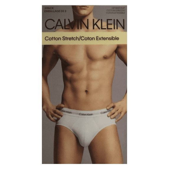 Calvin Klein Men's 3 Pack Hip Brief, Cotton Stretch, RedandBlack, Size X-Large