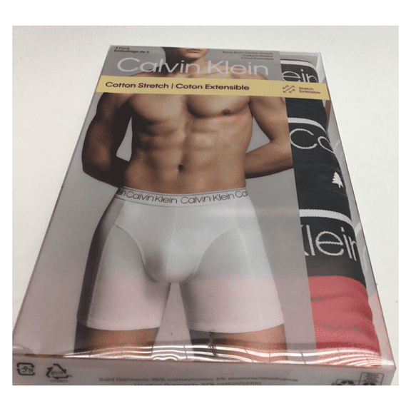 Calvin Klein Men's Cotton Stretch Boxer Brief BlackandRed Size Medium