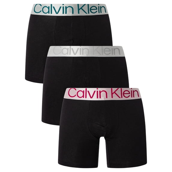Calvin Klein 3 Pack Reconsidered Steel Boxer Briefs, Black