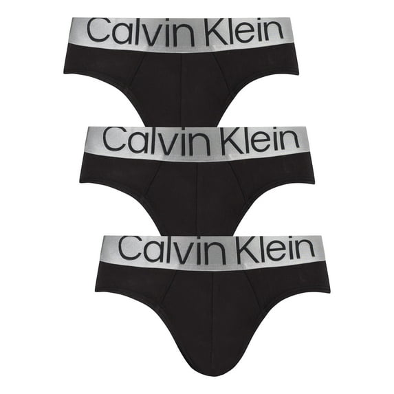 Calvin Klein 3 Pack Reconsidered Stell Hip Briefs, Black