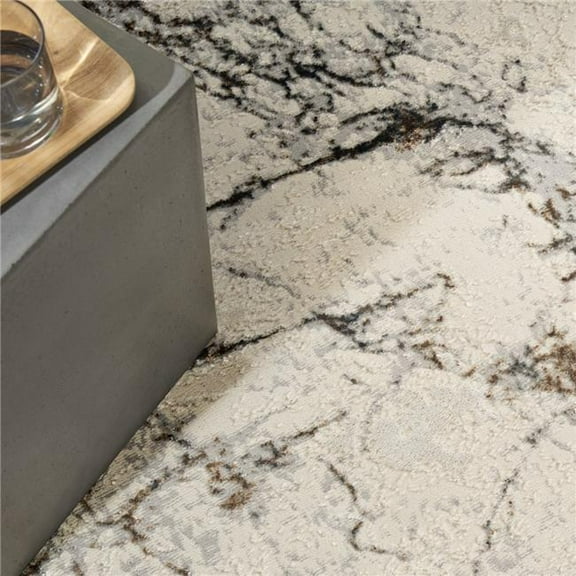 Calvin Klein 841491122952 3 ft. 11 in. x 5 ft. 11 in. CK073 Compass Modern Indoor Area Rug, Ivory & Multi Color