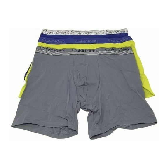 Calvin Klein 3 pack Cotton Boxer Briefs Blue Yellow Pewter Men's Underwear