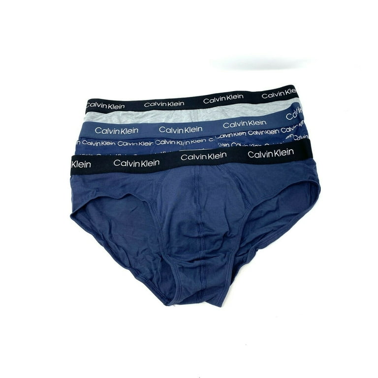 Calvin Klein 3 pack Men's Underwear Hip Brief Blue Gray Cotton Stretch Logo  