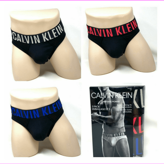 Calvin Klein 3Pack Extra Soft Cotton Stretch Logo Hip Brief Black Men, Black, XL