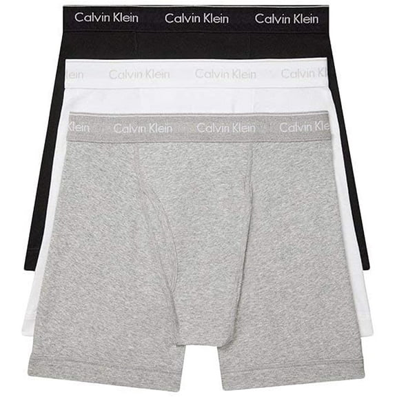 Calvin Klein 3Pk Boxer Brief Cotton Classics Mens Active Underwears Size XL, Color: Grey/White/Black