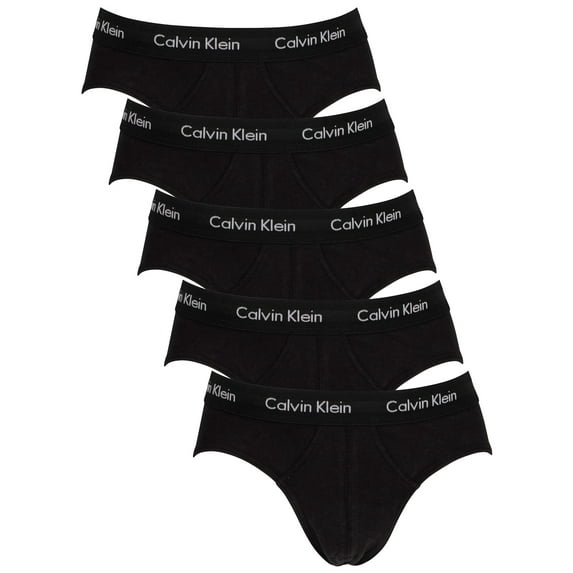 Calvin Klein 5 Pack Classic Fit Hip Briefs, Black