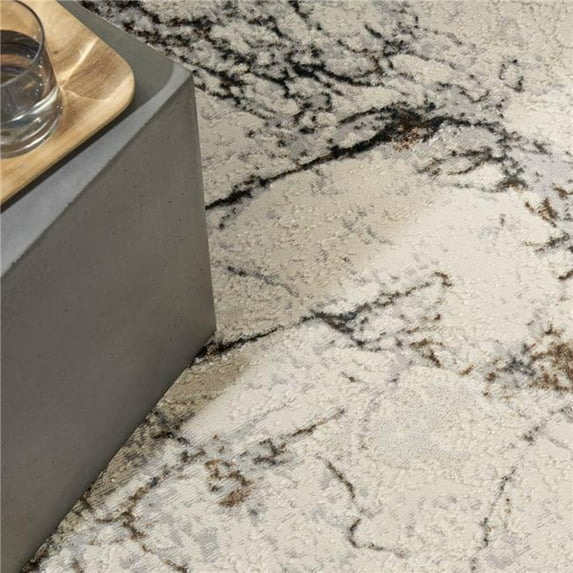 Calvin Klein 841491122976 7 ft. 10 in. x 9 ft. 10 in. CK073 Compass Modern Indoor Area Rug, Ivory & Multi Color