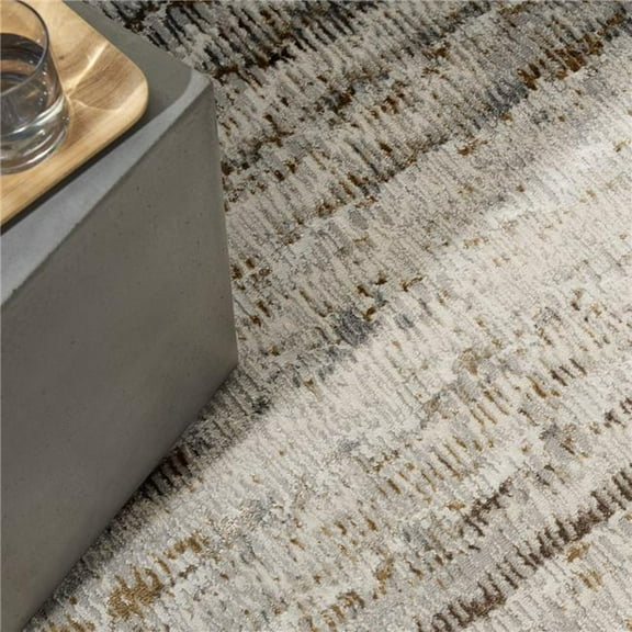 Calvin Klein 841491122945 7 ft. 10 in. x 9 ft. 10 in. CK073 Compass Modern Indoor Area Rug, Ivory & Rust