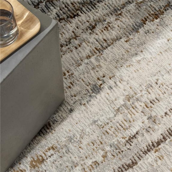 Calvin Klein 841491122945 7 ft. 10 in. x 9 ft. 10 in. CK073 Compass Modern Indoor Area Rug, Ivory & Rust