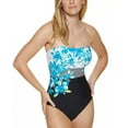 thumbnail image 1 of Calvin Klein Womens One Piece Bathing Suit Strapless Bandeau Swimsuit Blue New, 1 of 4