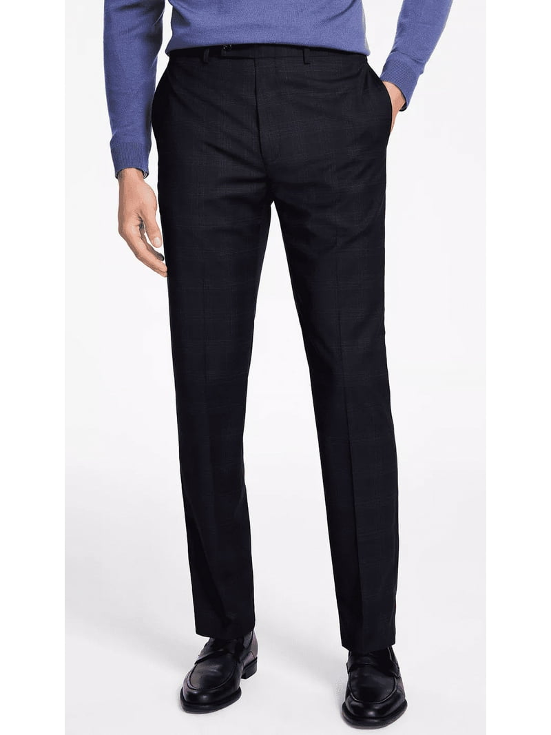 Calvin Klein Mens Slim fit Dress Pants 30 30 Black Blue Plaid