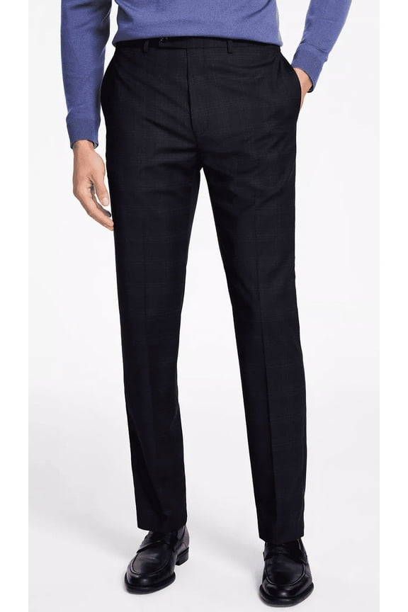 Mens Slim Fit Casual Trouser Pants, Black, 32W x 32L