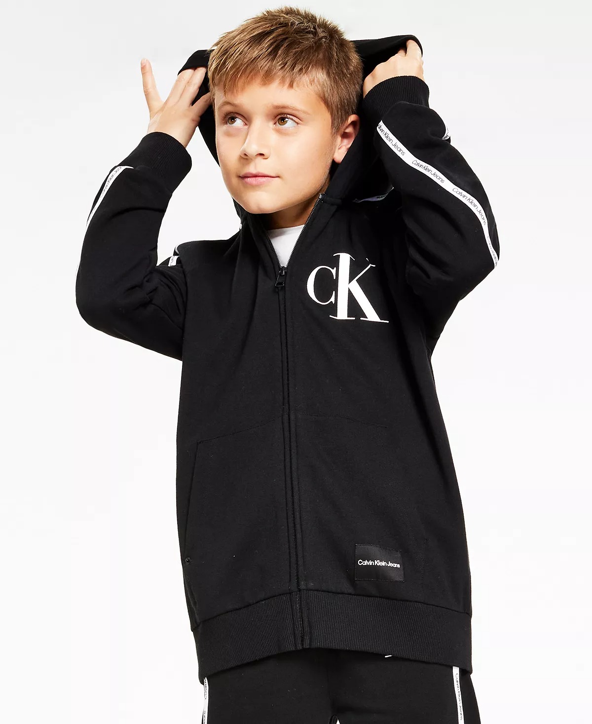 Calvin Klein BLACK Big Boys Full Zip Logo Hoodie US Medium 10 12 Walmart