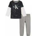 thumbnail image 1 of Calvin Klein BLACK/GRAY Boy Twofer Logo T-shirt & Twill Joggers, 2 Pc Set. US 2T, 1 of 1