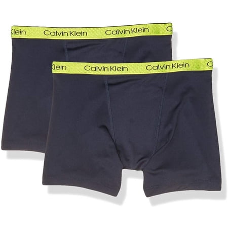 Calvin Klein BLACK Kids Boys' Performance Boxer Briefs, 2 Pack, US Medium